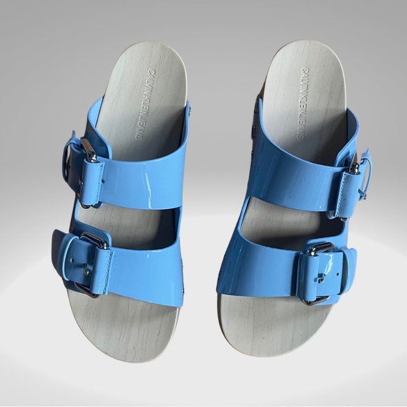 Calvin Klein Jeans Blue Chunky Clogs with Silver Hardware Size US 7 - Picture 3 of 5